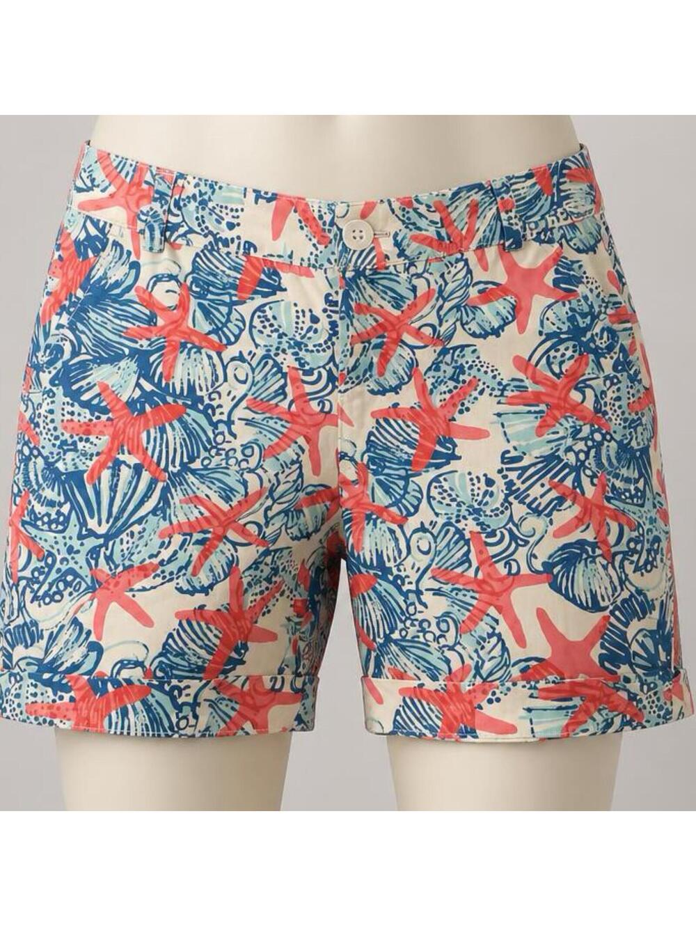 Lilly Pulitzer Women's Printed Cotton Chipper Shorts Size 14 She She Shells